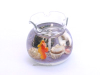 CANDJ-101 - Small round petal rimmed jar jelly candles with submarine sea-scape motif, manufacturer, exporter, wholesale directly from Thailand