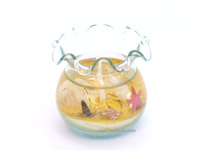CANDJ-103 - Medium round petal rimmed jar jelly candles with submarine sea-scape motif, manufacturer, exporter, wholesale directly from Thailand