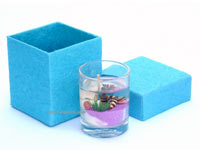 CANDJ-104 - Medium round straight shot glass jelly candles with submarine sea-scape motif, manufacturer, exporter, wholesale directly from Thailand