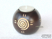 Bomb design mango wood candle holders, brown, with hand carved design motif CANDM-BOC106 - manufacturer, exporter, wholesale directly from Thailand, JediCreations