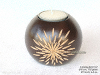Bomb design mango wood candle holders, brown, with hand carved design motif CANDM-BOC107 - manufacturer, exporter, wholesale directly from Thailand, JediCreations