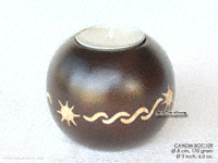 Bomb design mango wood candle holders, brown, with hand carved design motif CANDM-BOC109 - manufacturer, exporter, wholesale directly from Thailand, JediCreations