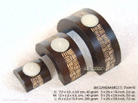 Bridge design mango wood candle holders, hand carved, set of three, CANDM-BRC111 - manufacturer, exporter, wholesale directly from Thailand, JediCreations