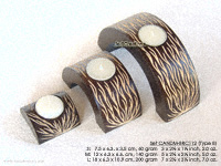 Bridge design mango wood candle holders, hand carved, set of three, CANDM-BRC112 - manufacturer, exporter, wholesale directly from Thailand, JediCreations
