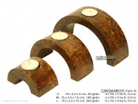 Bridge design mango wood candle holders, hand carved, set of three, CANDM-BRN101 - manufacturer, exporter, wholesale directly from Thailand, JediCreations