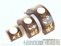 Bridge design mango wood candle holders, hand carved, set of three, CANDM-BRP103 - manufacturer, exporter, wholesale directly from Thailand, JediCreations