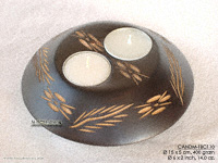 Flat sphere mango wood candle holders, brown, with hand carved design motif CANDM-FBC110 - manufacturer, exporter, wholesale directly from Thailand, JediCreations