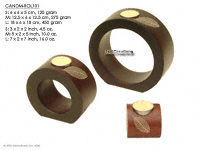 Circular design candle holder in a three piece set. Mango wood, maroon, with rubber tree leaf, CANDM-ROD101 - manufacturer, exporter, wholesale directly from Thailand, JediCreations