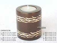 Tubular design mango wood candle holder in dark brown with hand carved design motif CANDM-TUC108 - manufacturer, exporter, wholesale directly from Thailand, JediCreations
