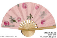 Dark Pink FANHA-201-10 Wholesale Pressed Flowers Paper Wedding Fans, Manufacturer Artisans, Thailand Direct
