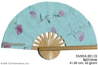 Light Blue FANHA-201-10 Wholesale Pressed Flowers Paper Wedding Fans, Manufacturer Artisans, Thailand Direct