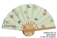 Light Green FANHA-201-10 Wholesale Pressed Flowers Paper Wedding Fans, Manufacturer Artisans, Thailand Direct