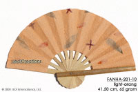 Light Orange FANHA-201-10 Wholesale Pressed Flowers Paper Wedding Fans, Manufacturer Artisans, Thailand Direct