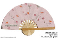 Light Pink FANHA-201-10 Wholesale Pressed Flowers Paper Wedding Fans, Manufacturer Artisans, Thailand Direct