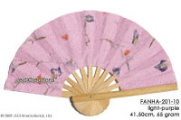 Light Purple FANHA-201-10 Wholesale Pressed Flowers Paper Wedding Fans, Manufacturer Artisans, Thailand Direct