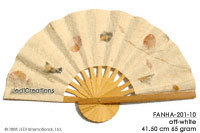 Off-White FANHA-201-10 Wholesale Pressed Flowers Paper Wedding Fans, Manufacturer Artisans, Thailand Direct