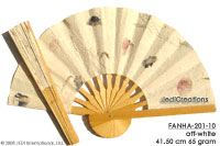 Off-White FANHA-201-10 Wholesale Pressed Flowers Paper Wedding Fans, Manufacturer Artisans, Thailand Direct
