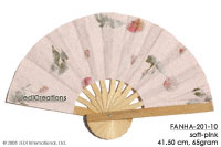 Soft Pink FANHA-201-10 Wholesale Pressed Flowers Paper Wedding Fans, Manufacturer Artisans, Thailand Direct