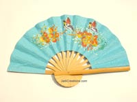 Hand fans, Saa paper fans, wedding fans with painted butterflies,birds, flowers designs - manufacturer, exporter, wholesale supplier directly from Thailand - FANHA-201-10