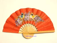 Hand fans, Saa paper fans, wedding fans with painted butterflies,birds, flowers designs - manufacturer, exporter, wholesale supplier directly from Thailand - FANHA-206-10