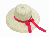 HATL-P101 - Palm Sun Hats: Ladies wide rim palm hat, round top, with ribbon, wholesale directly from Thailand, manufacturer exporter