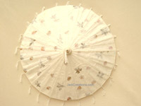 PARASA-241 Pressed Flowers in Off-White with tassels - Wholesale Paper Parasols - manufacturer, exporter directly from Thailand, JediCreations