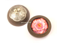 Carved soap flower in embossed mango wood container SOAPFL-ME101, manufacturer, exporter, wholesale supplier directly from Thailand