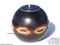 CAMA-BOC127 Attentive, wholesale ball shaped mango wood candle holder; handmade in Thailand