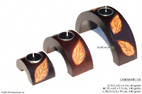 CAMA-BRC115 Rubber Tree Leaves, wholesale mango wood tea light candle holder; manufacturer artisans Thailand