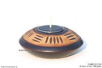 CAMA-FCC101 Integrated, disc shaped wholesale mango wood candle holders; northern Thailand artisans direct