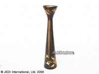CAMA-HGP103 Gold Painted, high goblet shaped wholesale mango wood candle holders; northern Thailand artisans direct