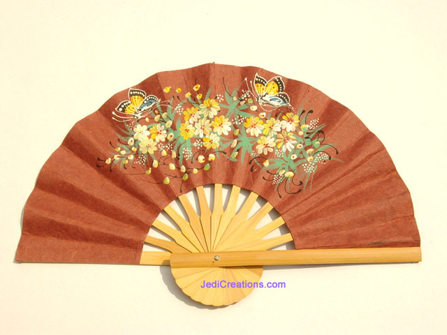 FANHA-203-10 - Wholesale Painted Saa Paper Hand Fans - Manufacturer Thailand
