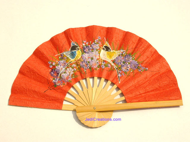 FANHA-206-NV-10 - Wholesale Painted Saa Paper Hand Fans - Manufacturer Thailand