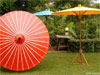 PARASA-501-250 White Stripes: Wholesale Waterproofed Cotton Bamboo Umbrellas, Manufacturer Thailand