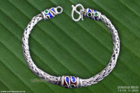 LANNASIL-BR103 Enamel Drum Silver Bracelets; handmade in Thailand