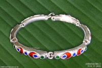 LANNASIL-BR111 Two-Hinged Enamel Silver Bracelets; handmade in Thailand
