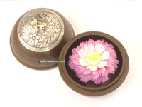 Carved soap flower in embossed mango wood container SOAPFL-ME101, manufacturer, exporter, wholesale supplier directly from Thailand