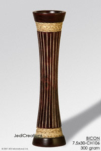 BICON 7.5x30-CH106 Carved mango wood vase with hemp band